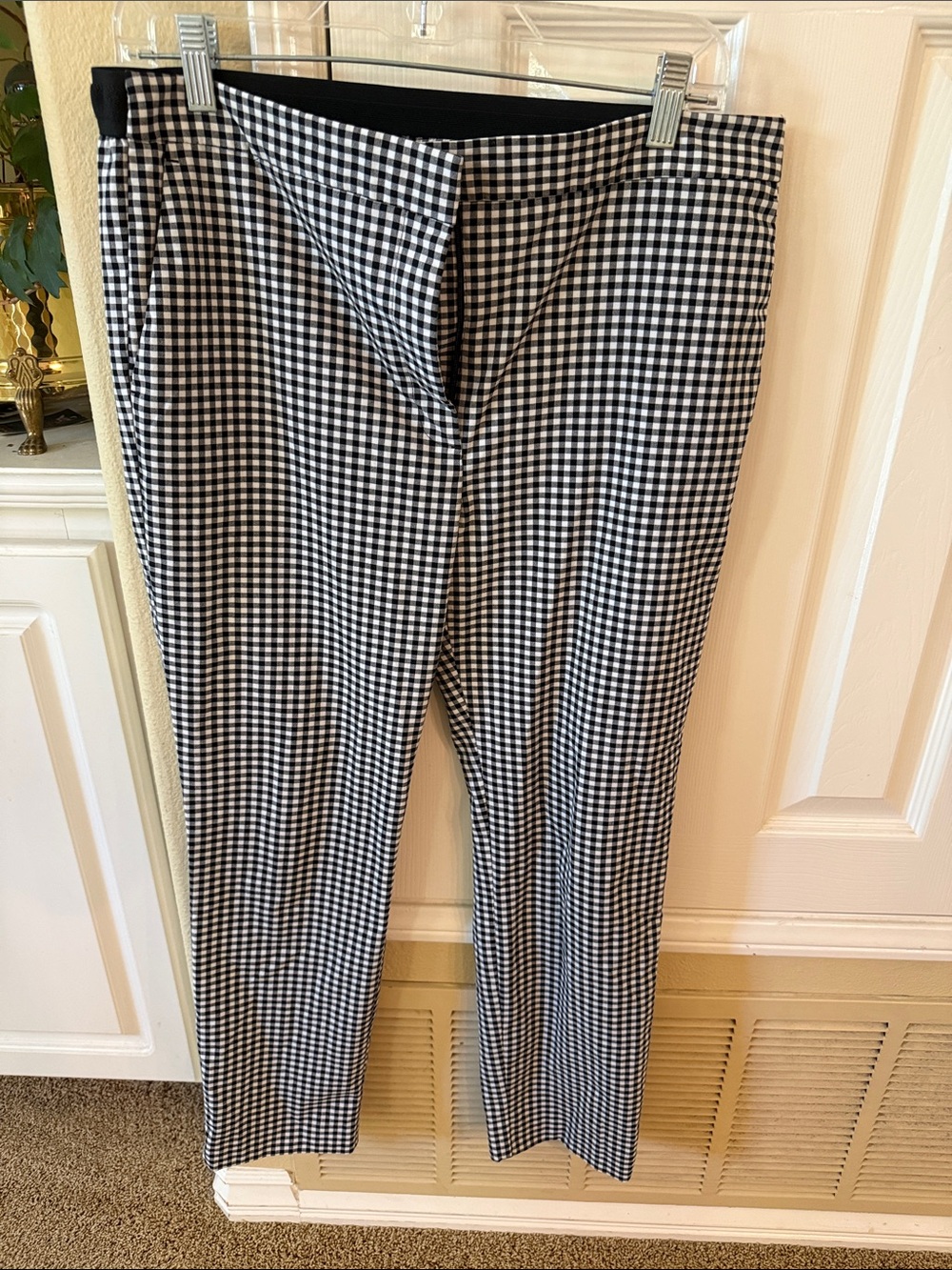 Zara Black and White Gingham Trousers size XL minimalist preppy